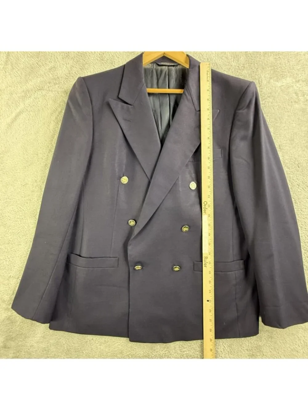 Vintage Burberrys Blazer Mens 40R Blue Wool Double Breasted Sport Coat Levy's